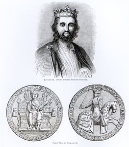 Edward II (1284-1327), tirado do túmulo em Gloucester, e o Grande Selo de English School